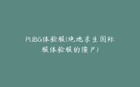 PUBG体验服(绝地求生国际服体验服的僵尸)