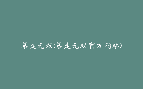 暴走无双(暴走无双官方网站)