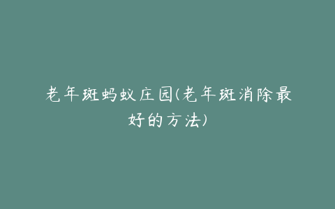 老年斑蚂蚁庄园(老年斑消除最好的方法)