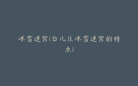 冰雪迷宫(台儿庄冰雪迷宫的特点)