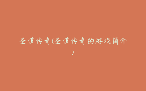 圣道传奇(圣道传奇的游戏简介)