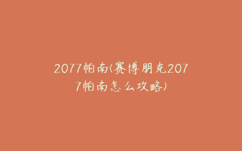 2077帕南(赛博朋克2077帕南怎么攻略)