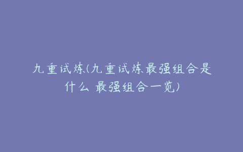 九重试炼(九重试炼最强组合是什么 最强组合一览)