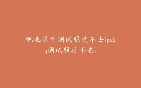 绝地求生测试服进不去(pubg测试服进不去)