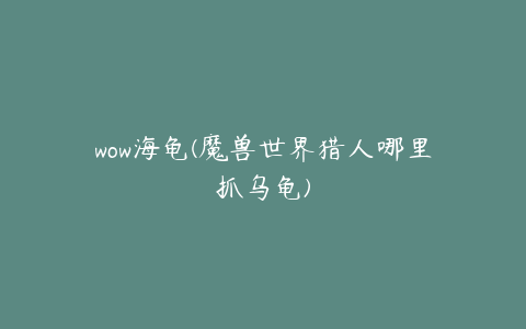 wow海龟(魔兽世界猎人哪里抓乌龟)