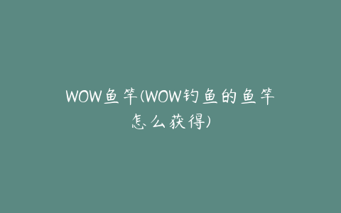 WOW鱼竿(WOW钓鱼的鱼竿怎么获得)