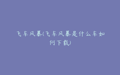 飞车风暴(飞车风暴是什么车如何下载)