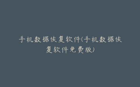 手机数据恢复软件(手机数据恢复软件免费版)