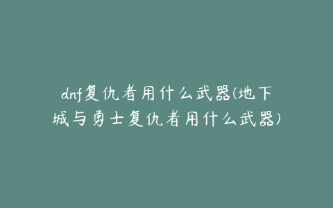 dnf复仇者用什么武器(地下城与勇士复仇者用什么武器)
