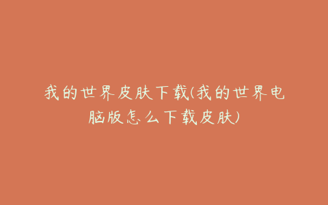 我的世界皮肤下载(我的世界电脑版怎么下载皮肤)