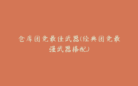 仓库团竞最佳武器(经典团竞最强武器搭配)