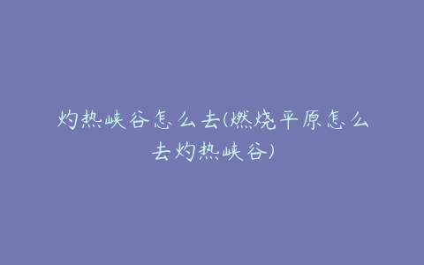 灼热峡谷怎么去(燃烧平原怎么去灼热峡谷)