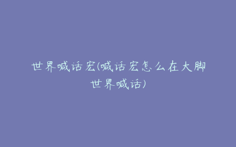 世界喊话宏(喊话宏怎么在大脚世界喊话)