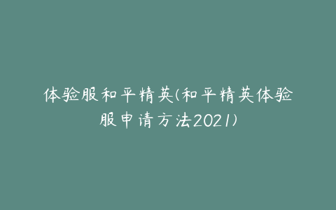 体验服和平精英(和平精英体验服申请方法2021)
