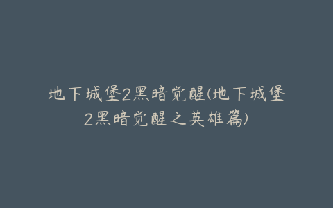 地下城堡2黑暗觉醒(地下城堡2黑暗觉醒之英雄篇)