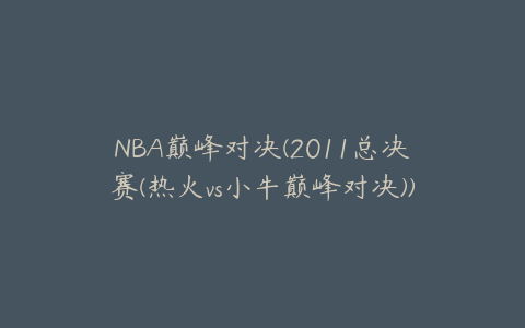NBA巅峰对决(2011总决赛(热火vs小牛巅峰对决))