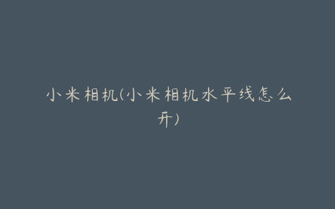 小米相机(小米相机水平线怎么开)