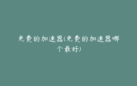 免费的加速器(免费的加速器哪个最好)