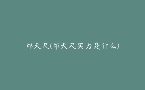 邙天尺(邙天尺实力是什么)