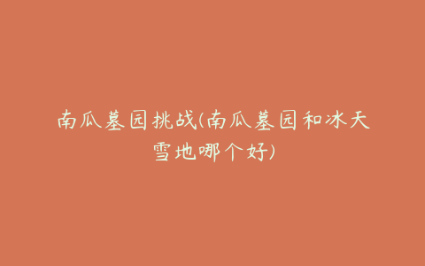 南瓜墓园挑战(南瓜墓园和冰天雪地哪个好)