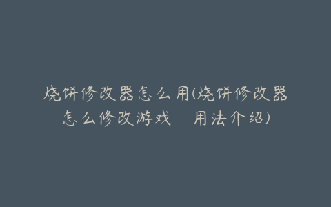 烧饼修改器怎么用(烧饼修改器怎么修改游戏_用法介绍)