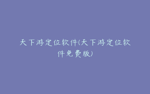 天下游定位软件(天下游定位软件免费版)