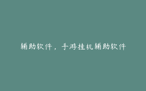 辅助软件,手游挂机辅助软件