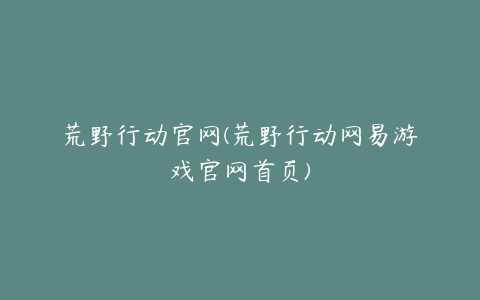 荒野行动官网(荒野行动网易游戏官网首页)