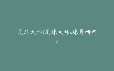 足球大师(足球大师s球员哪些)