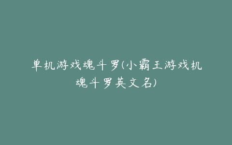 单机游戏魂斗罗(小霸王游戏机魂斗罗英文名)