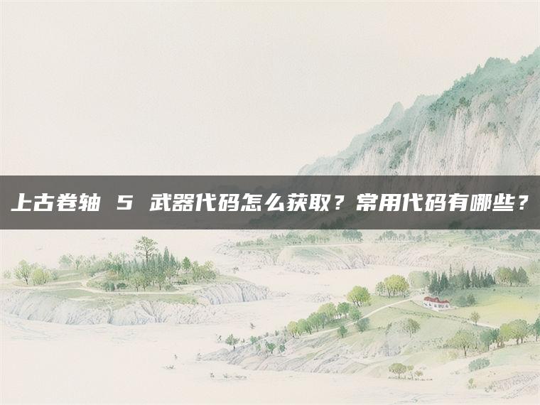 上古卷轴 5 武器代码怎么获取？常用代码有哪些？